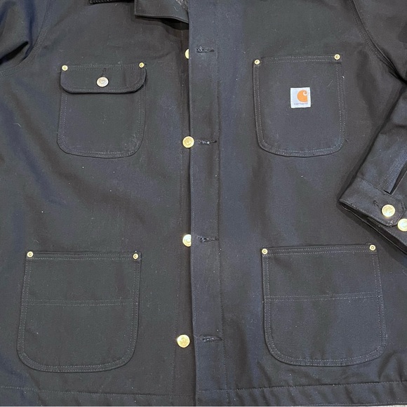 Carhartt Black Chore Jacket Cotton Canvas Heavy Barn Field Coat Blanket Mens 2XL - Picture 5 of 16